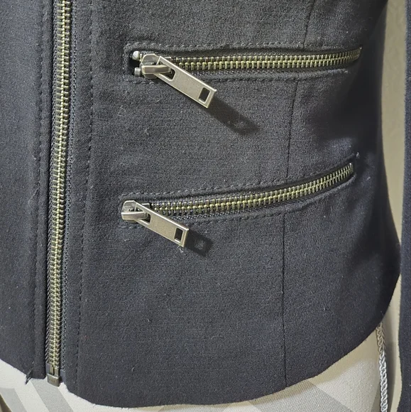 Banana Republic Black Moto Jacket Size 6 - Picture 10 of 12